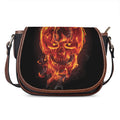 Flaming Evil Skull Print Saddle Bag