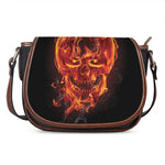Flaming Evil Skull Print Saddle Bag