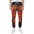 Flaming Evil Skull Print Joggers