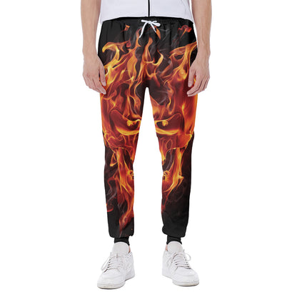 Flaming Evil Skull Print Scuba Joggers