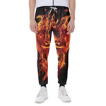 Flaming Evil Skull Print Scuba Joggers