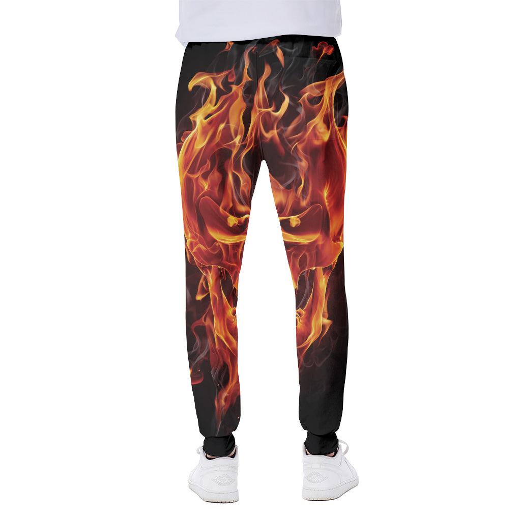 Flaming Evil Skull Print Scuba Joggers