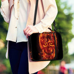 Flaming Evil Skull Print Shoulder Strap Bible Bag