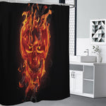 Flaming Evil Skull Print Shower Curtain