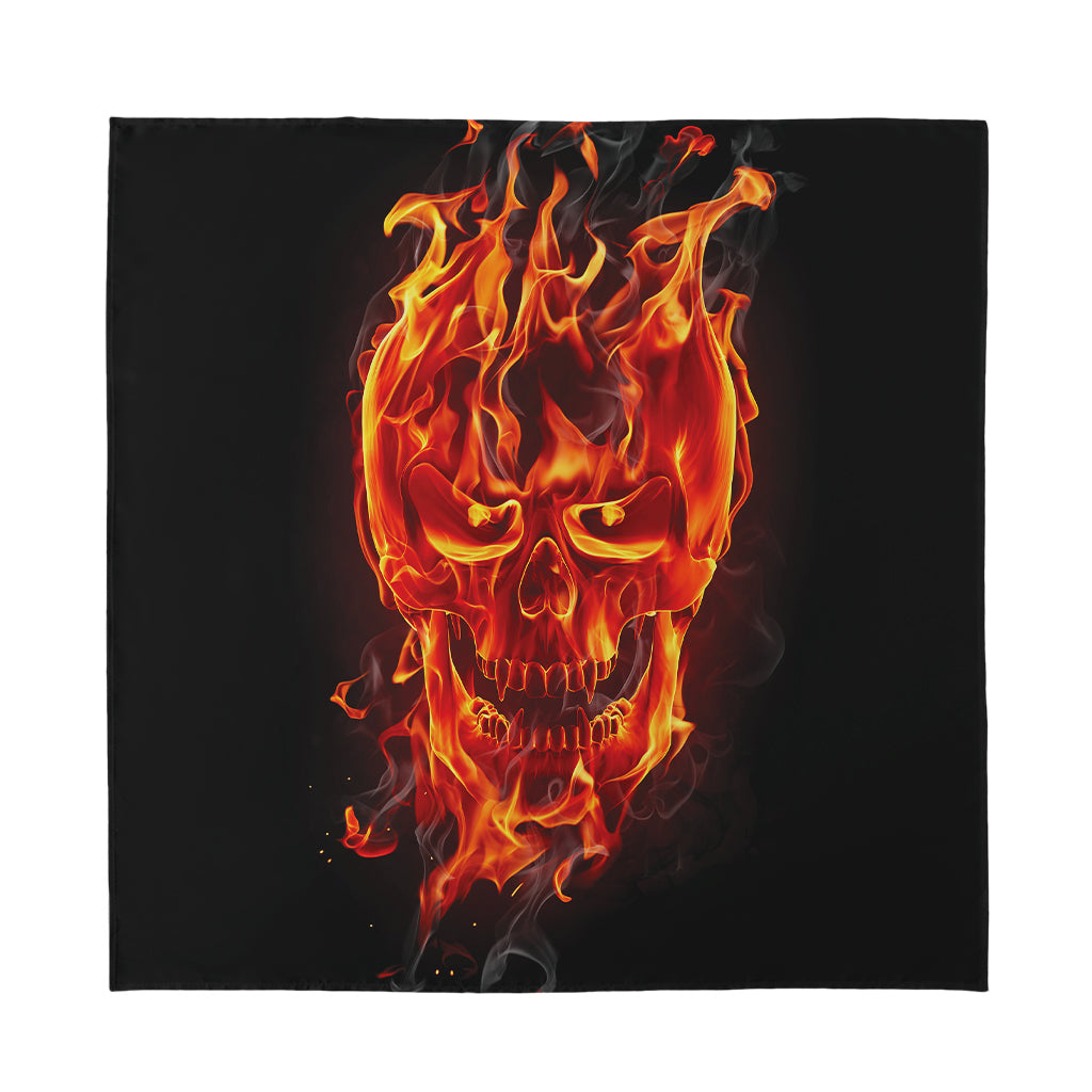Flaming Evil Skull Print Silk Bandana