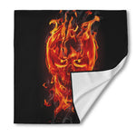 Flaming Evil Skull Print Silk Bandana
