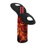 Flaming Evil Skull Print Single Neoprene Wine Tote
