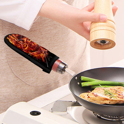 Flaming Evil Skull Print Skillet Handle Cover