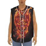 Flaming Evil Skull Print Sleeveless Baseball Jersey