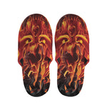 Flaming Evil Skull Print Slippers