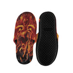 Flaming Evil Skull Print Slippers