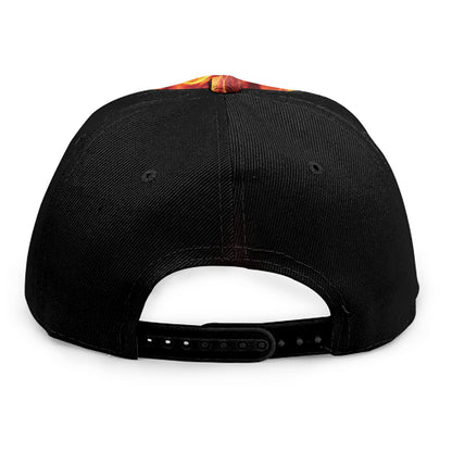 Flaming Evil Skull Print Snapback Cap