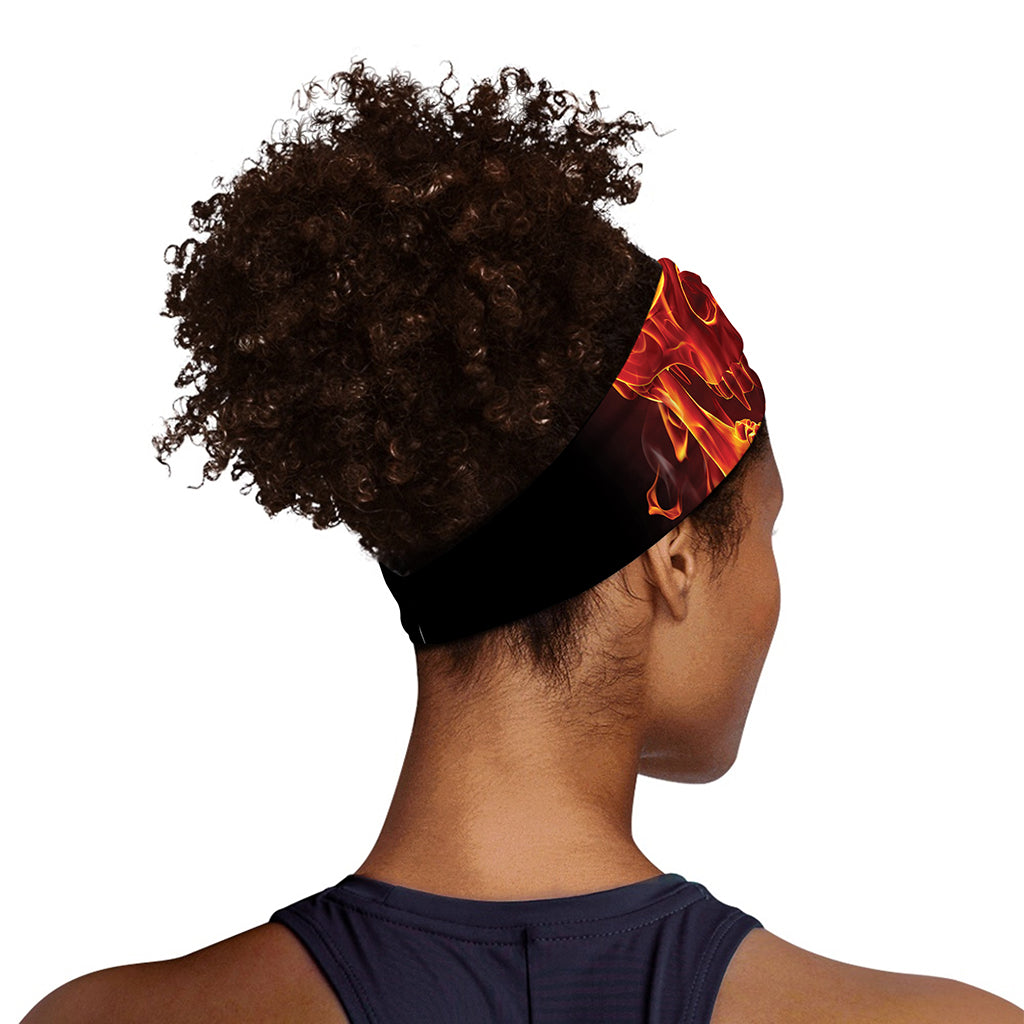 Flaming Evil Skull Print Sports Headband