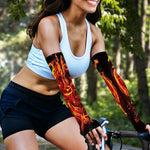 Flaming Evil Skull Print Sun Protection Arm Sleeves