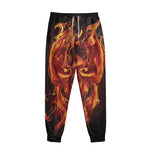 Flaming Evil Skull Print Sweatpants