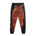 Flaming Evil Skull Print Sweatpants