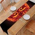 Flaming Evil Skull Print Table Runner