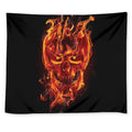 Flaming Evil Skull Print Tapestry