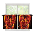 Flaming Evil Skull Print Tier Curtains