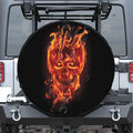 Flaming Evil Skull Print Tire Cover