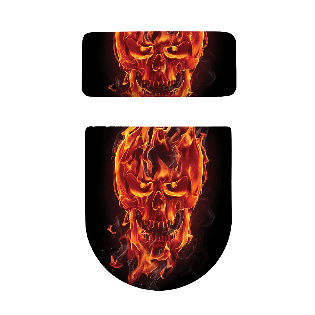 Flaming Evil Skull Print Toilet Lid And Tank Cover Set