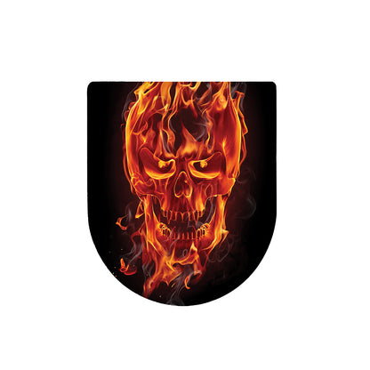 Flaming Evil Skull Print Toilet Lid Cover