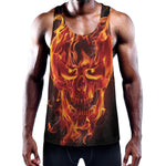 Flaming Evil Skull Print Training Tank Top