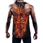 Flaming Evil Skull Print Training Tank Top