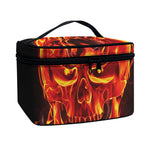 Flaming Evil Skull Print Travel Makeup Bag