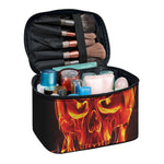 Flaming Evil Skull Print Travel Makeup Bag