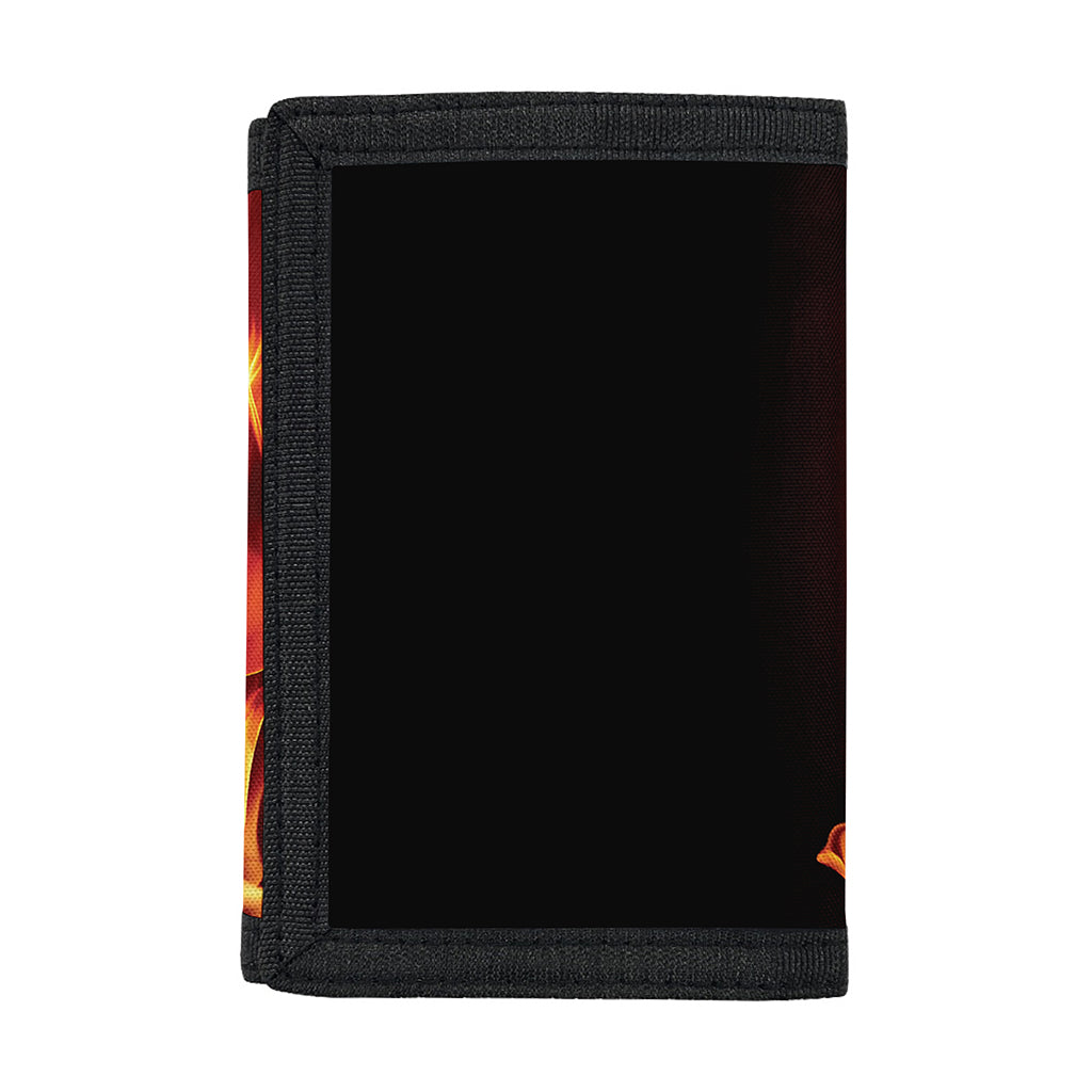 Flaming Evil Skull Print Trifold Wallet
