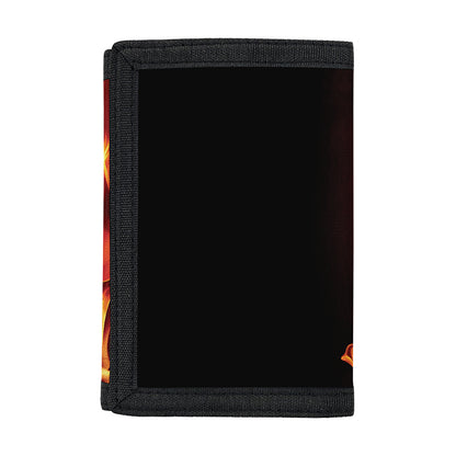 Flaming Evil Skull Print Trifold Wallet