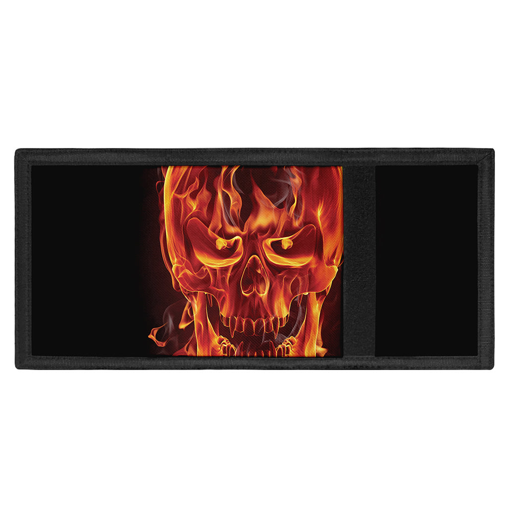 Flaming Evil Skull Print Trifold Wallet