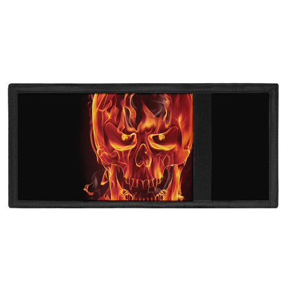 Flaming Evil Skull Print Trifold Wallet