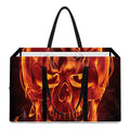 Flaming Evil Skull Print Utility Tote Bag