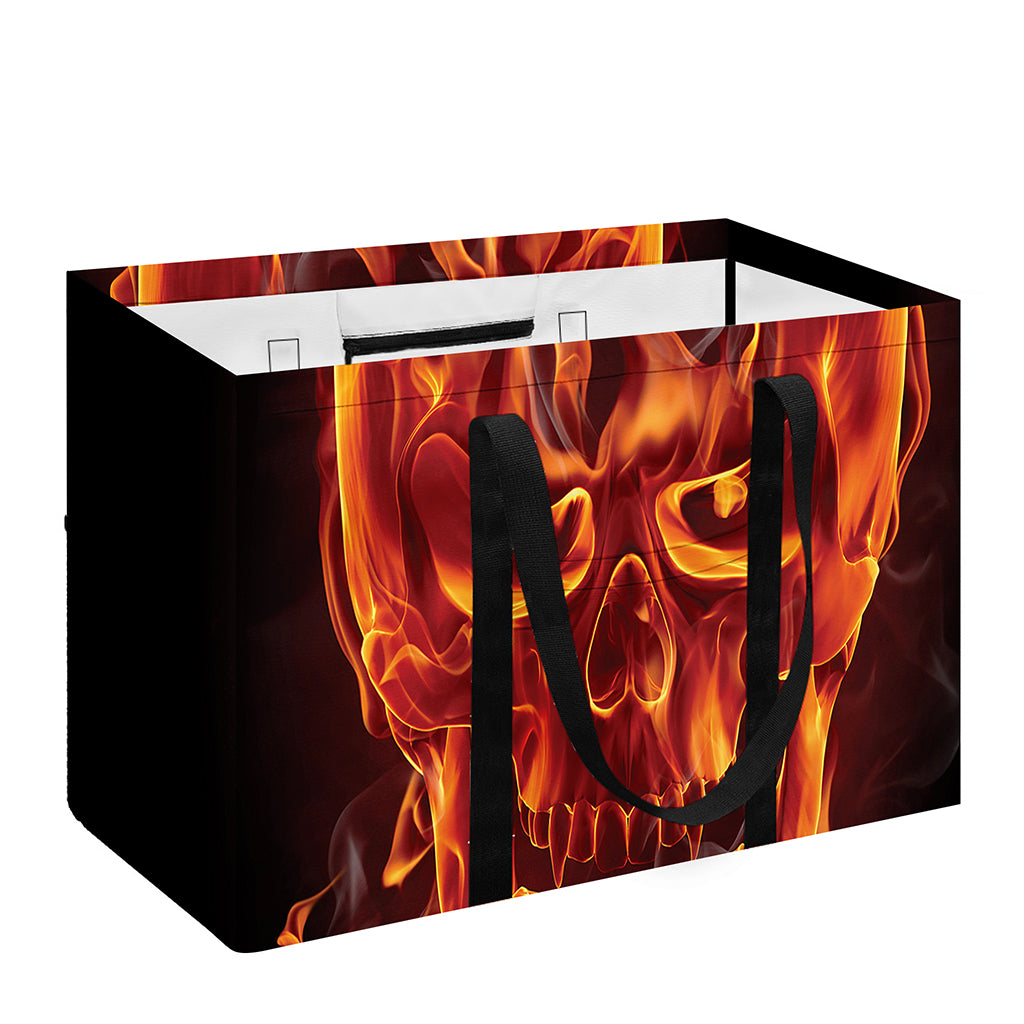 Flaming Evil Skull Print Utility Tote Bag