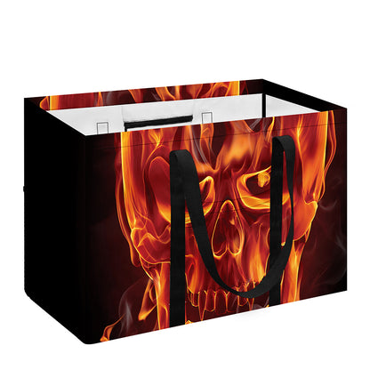 Flaming Evil Skull Print Utility Tote Bag