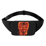 Flaming Evil Skull Print Waist Bag