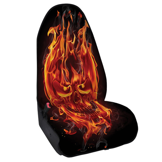 Flaming Evil Skull Print Waterproof Car Seat Cover