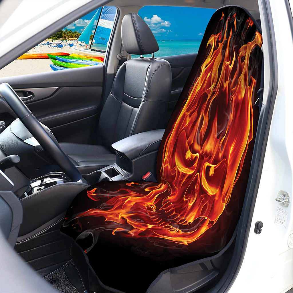 Flaming Evil Skull Print Waterproof Car Seat Cover