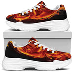 Flaming Evil Skull Print White Chunky Shoes