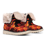 Flaming Evil Skull Print Winter Boots