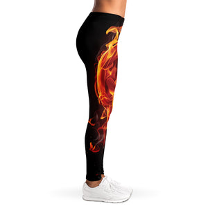 Flaming Evil Skull Print Women's Leggings