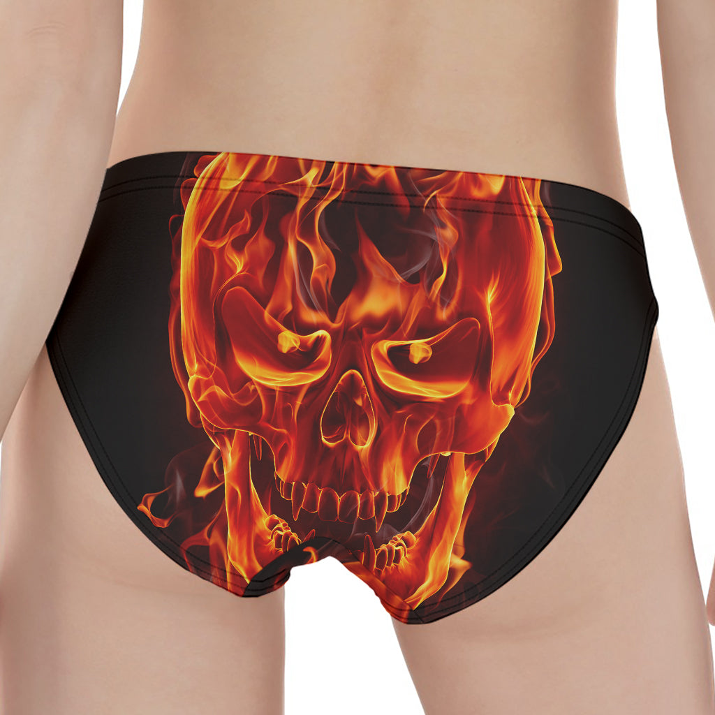 Flaming Evil Skull Print Women's Panties