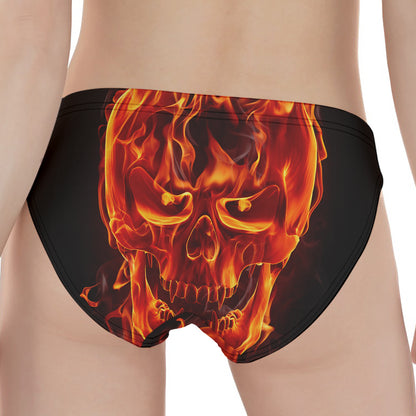 Flaming Evil Skull Print Women's Panties