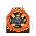 Flaming Firefighter Emblem Print Adjustable Apron