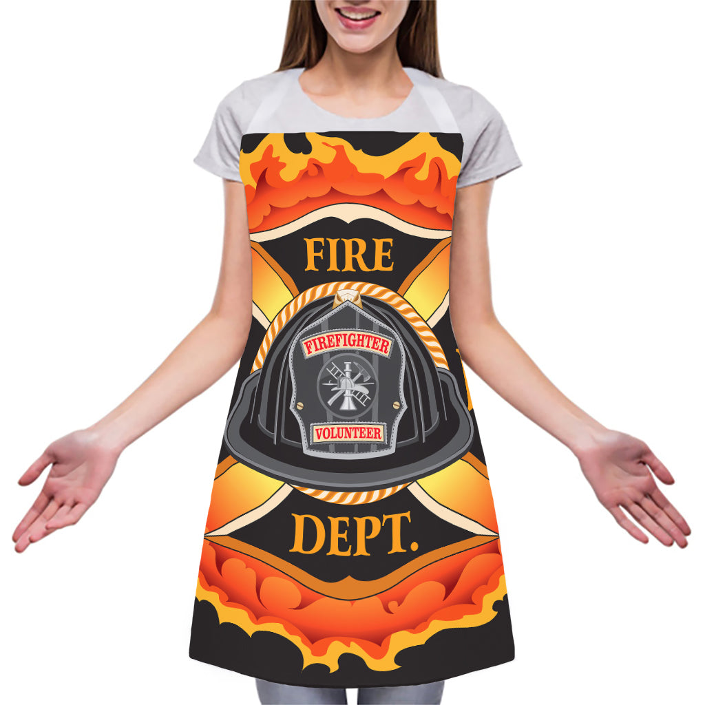 Flaming Firefighter Emblem Print Adjustable Apron