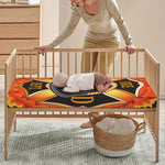 Flaming Firefighter Emblem Print Baby Crib Sheet