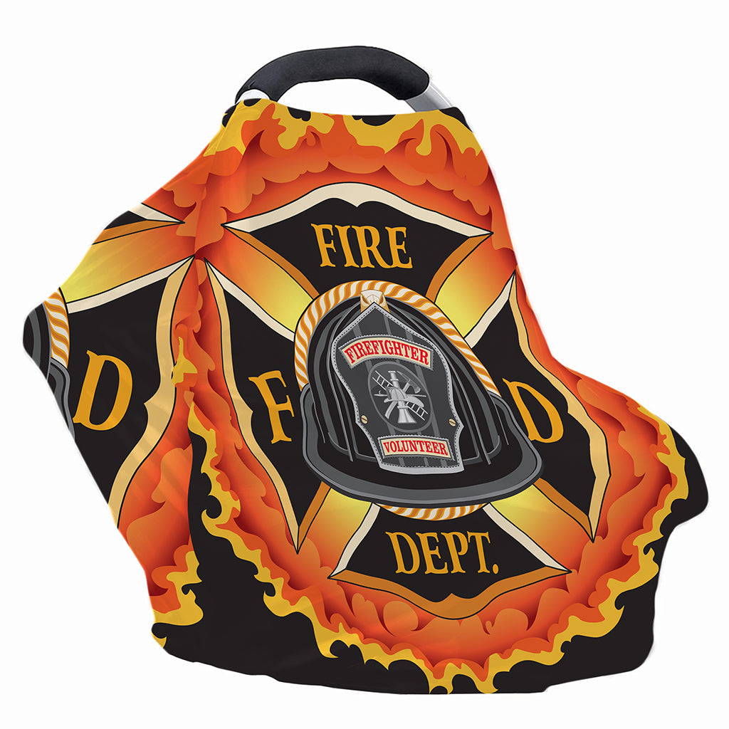 Flaming Firefighter Emblem Print Baby Seat Cover