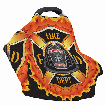 Flaming Firefighter Emblem Print Baby Seat Cover